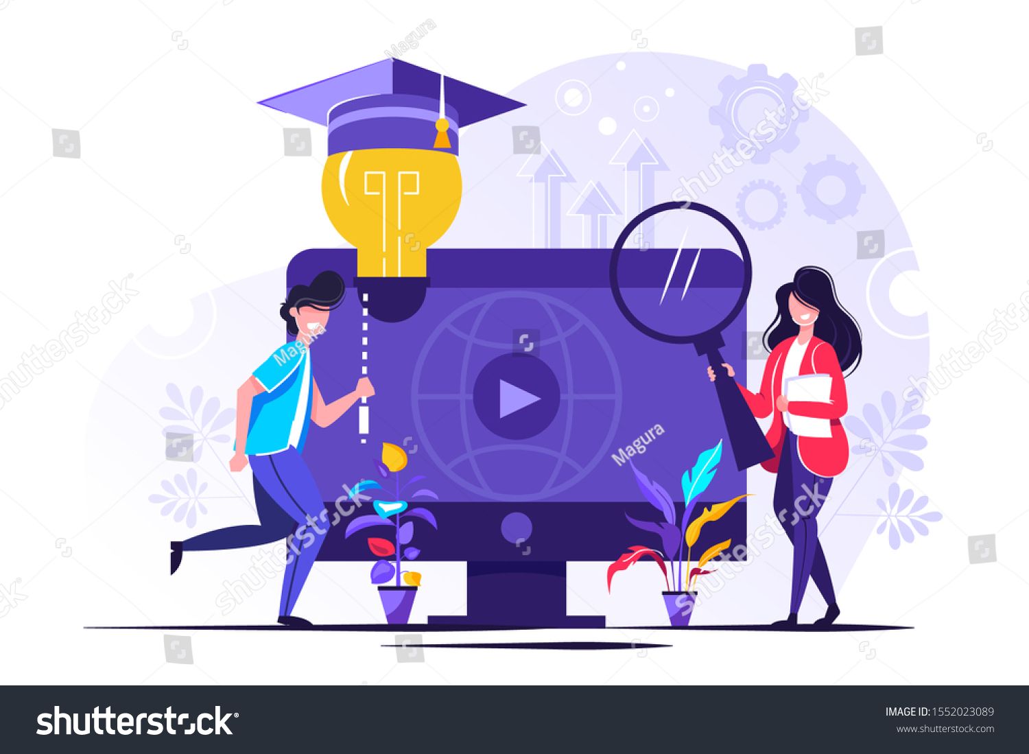 Edtech Vector Illustration Flat Tiny Educational Technology Learning Person Concept Symbolic Visualization About Stud Vector Illustration Illustration Edtech