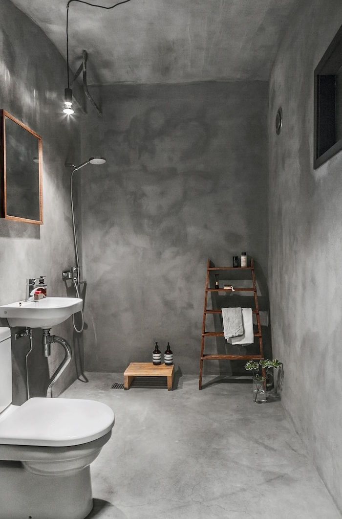 Salle de bain en béton ciré \u2013 brut de paume - beton mural salle de bain Salle de bain en béton ciré \u2013 brut de paume - beton mural salle de bain