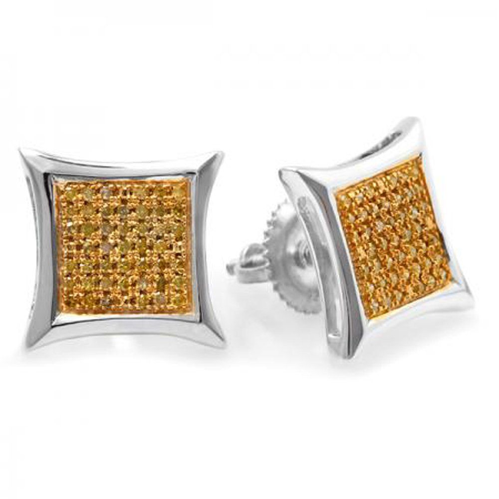 0.38 CT Sterling Silver Yellow Round Diamond Micro Pave Set Kite Shape Earring 0.38 CT Sterling Silver Yellow Round Diamond Micro Pave Set Kite Shape Earring