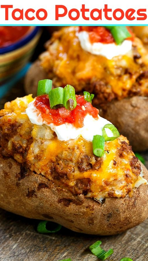 Double Stuffed Taco Potatoes | Staci Kitchen #potatoes #dinner #dinnerrecipes #dinnerideas #groundbeeftacos