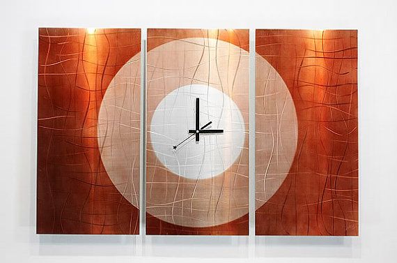Large Metal Wall Clock Abstract Functional Art Modern Etsy Large Metal Wall Clock Metal Wall Clock Wall Clock Modern