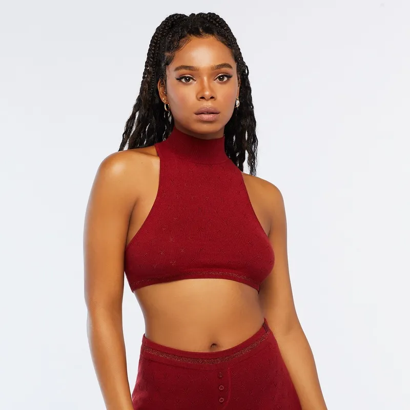 Savage X Fenty Womens Savage X Thermal Crop Top Pajama Top