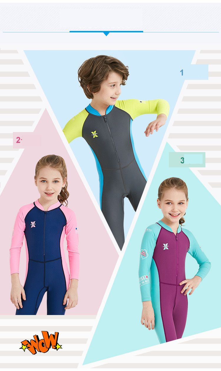 Children Swimwear Wetsuit UV Protection Thin Long-sleeved Diving Swimming Suit