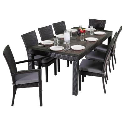 Pin On For The Home Pin On For The Home, Deco 9 Piece Wicker Patio Dining Set With Gray Cushions