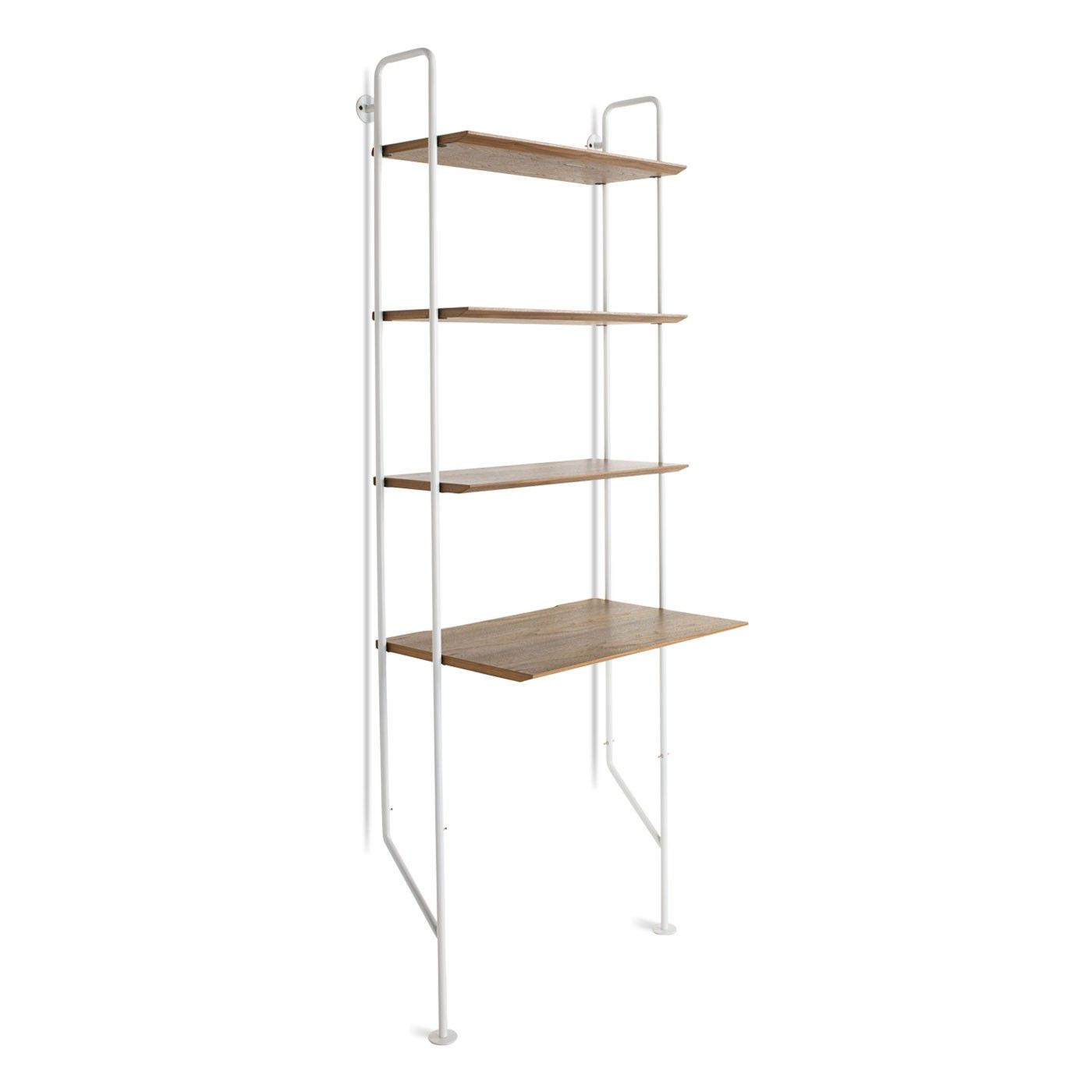 Hitch Bookcase And Desk White Walnut 80 Met Studio Pinterest Hitch Bookcase Desk Features A Ladder With Beneath Powder Coated Steel Uprights Wood Shelves And Combine For Unique Style