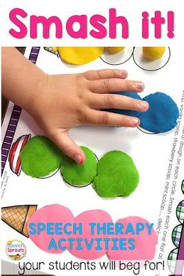 How you can use hands-on speech and language activities like this fun ice cream scoop smash mat for SK blends to keep wiggly children engaged in your speech therapy groups. www.speechsproutstherapy.com #speechsprouts Language Development Activities, Language Therapy Activities, Preschool Activities, Articulation Therapy, Language Resources, Language Skills, Speech Games, Speech Therapy Games, Speech Therapy