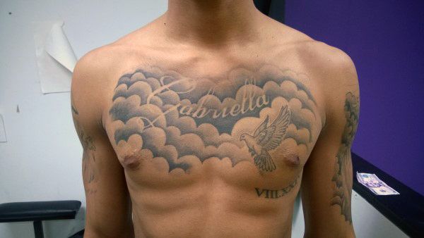 Top 77 Cloud Tattoo Ideas 2020 Inspiration Guide Cloud Tattoo Chest Tattoo Men Cool Chest Tattoos