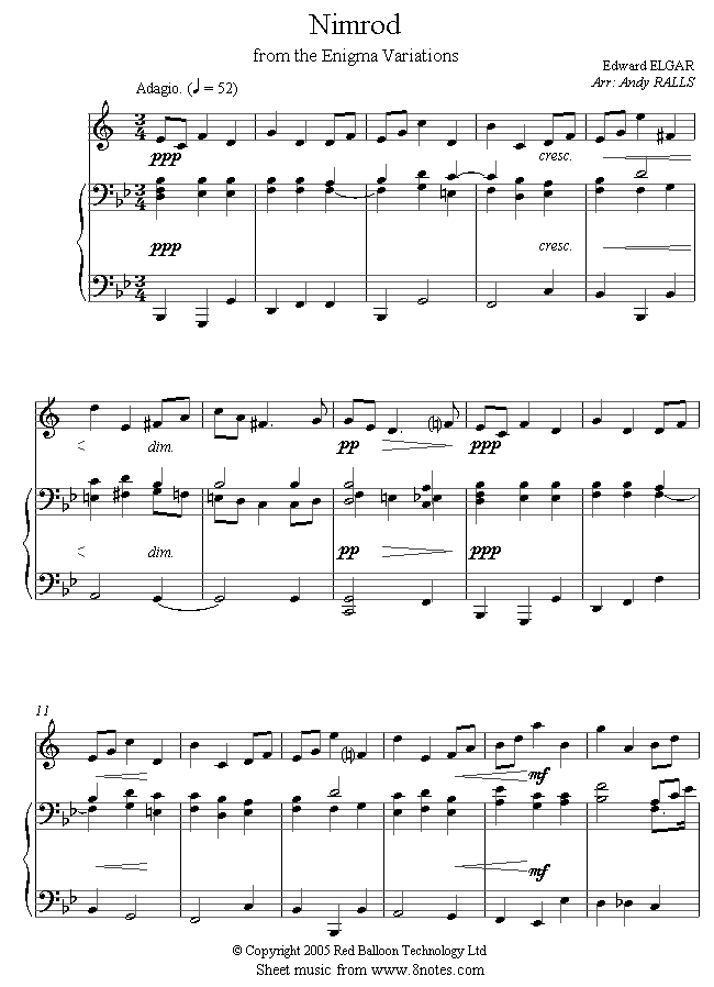 elgar nimrod from enigma variations sheet music for clarinet nimrod sheet music