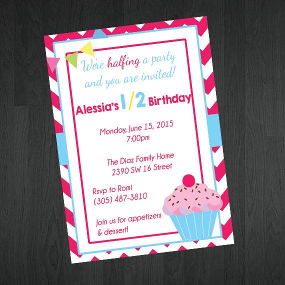 1 2 birthday invitation 6 month birthday by memorableimprints girl