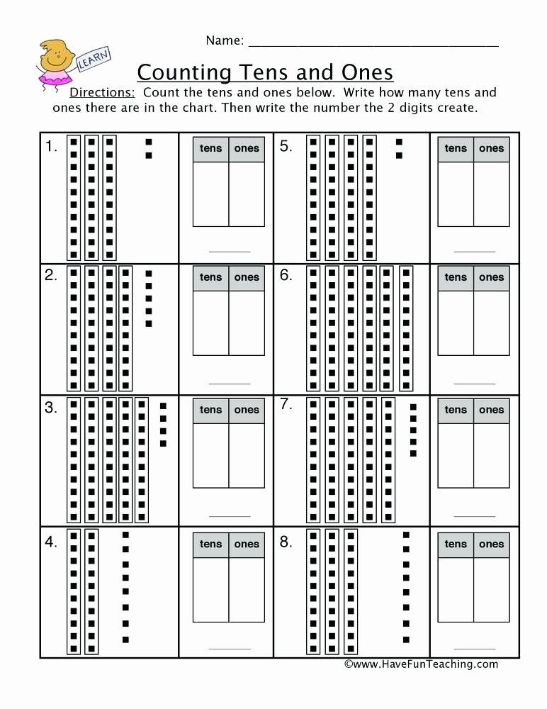 Ten Frame Worksheets Kindergarten Base Ten Math Worksheets Tens and