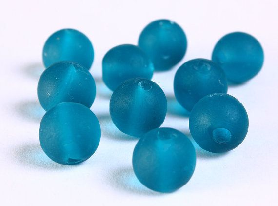 12mm round glass beads 533 12mm Teal blue handmade frosted lampwork beads