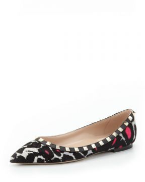 Rockstud Ballerina Flat Ayakkabi Turuncu Babet Valentino Chaussure