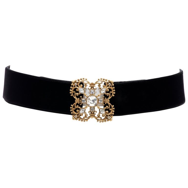 Christian Dior Bijoux Velvet Evening Belt, Black