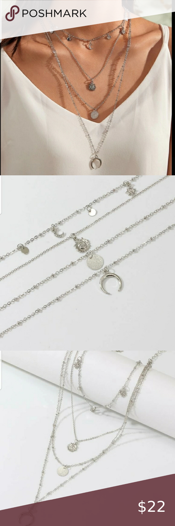 Download Keisha Silver Layered Necklace Womens Jewelry Necklace Layered Necklaces Layered Necklaces Silver