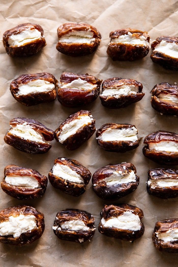 Goat Cheese Stuffed Bacon Wrapped Bacon Appetizers, Holiday Appetizers, Appetizer Snacks, Bacon Wrapped Dates, Snacks Sains, Christmas Food Dinner, Christmas Break, Just Bake, Half Baked Harvest