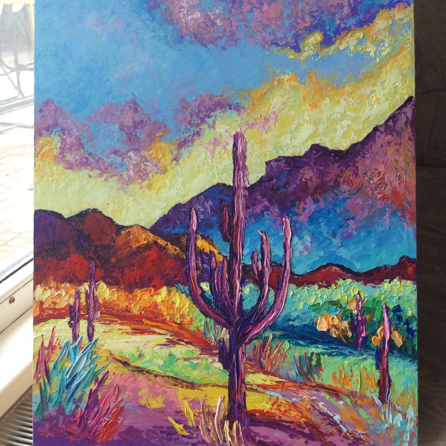 Vintage Original Arizona Landscape Textured Painting