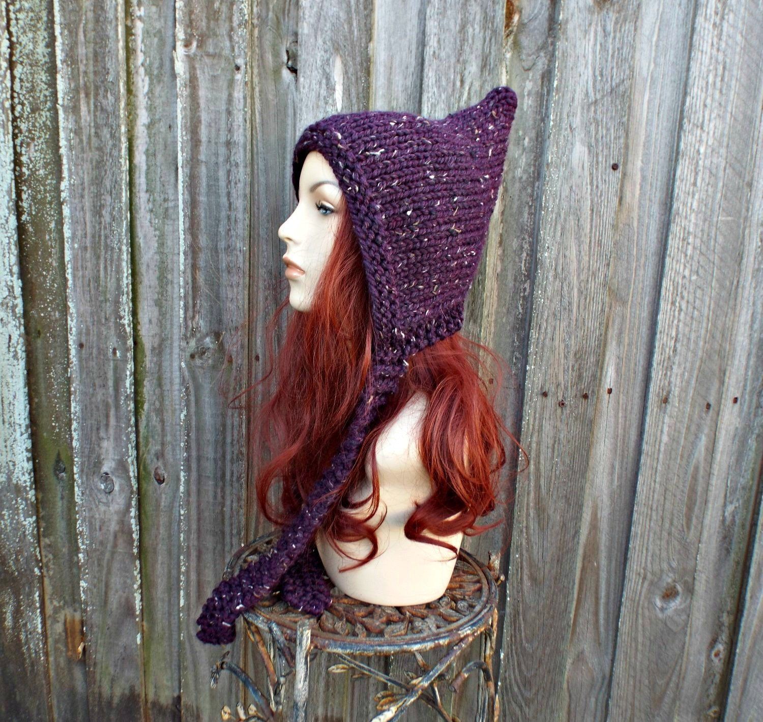 Crochet Womens Hat Mens Hat Raisin Tweed Purple Beanie Crochet Hat Women Warm Winter Hat