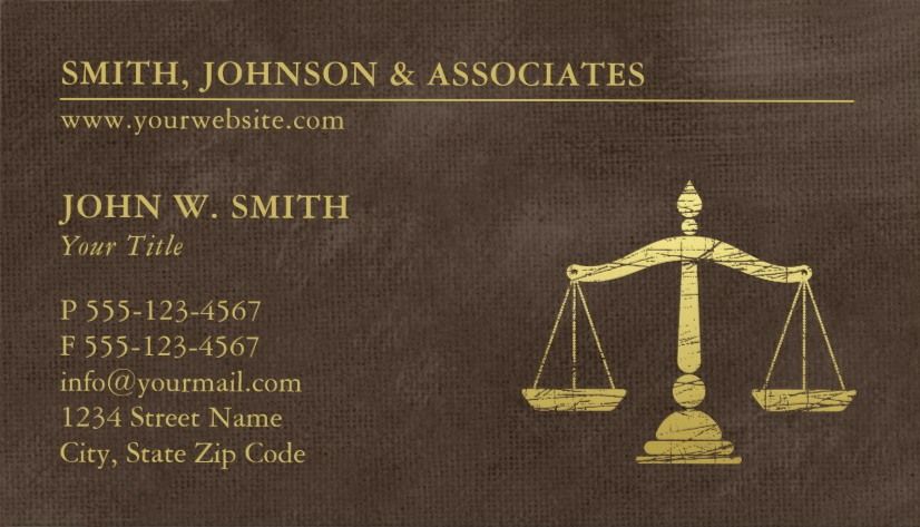 Lawyer Scales of Justice Business Cards - Gold effect Brown Canvas