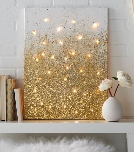 Glitter And Lights Canvas Diy Glitter And Lights Canvas Diy