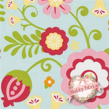 Riley Blake Simply Sweet Fabric C3460 Blue floral Lori Whitlock Fat Quarter