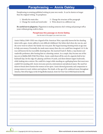 Teaching Kids to Paraphrase, Step by Step - Minds in Bloom paraphrasing worksheets for middle school