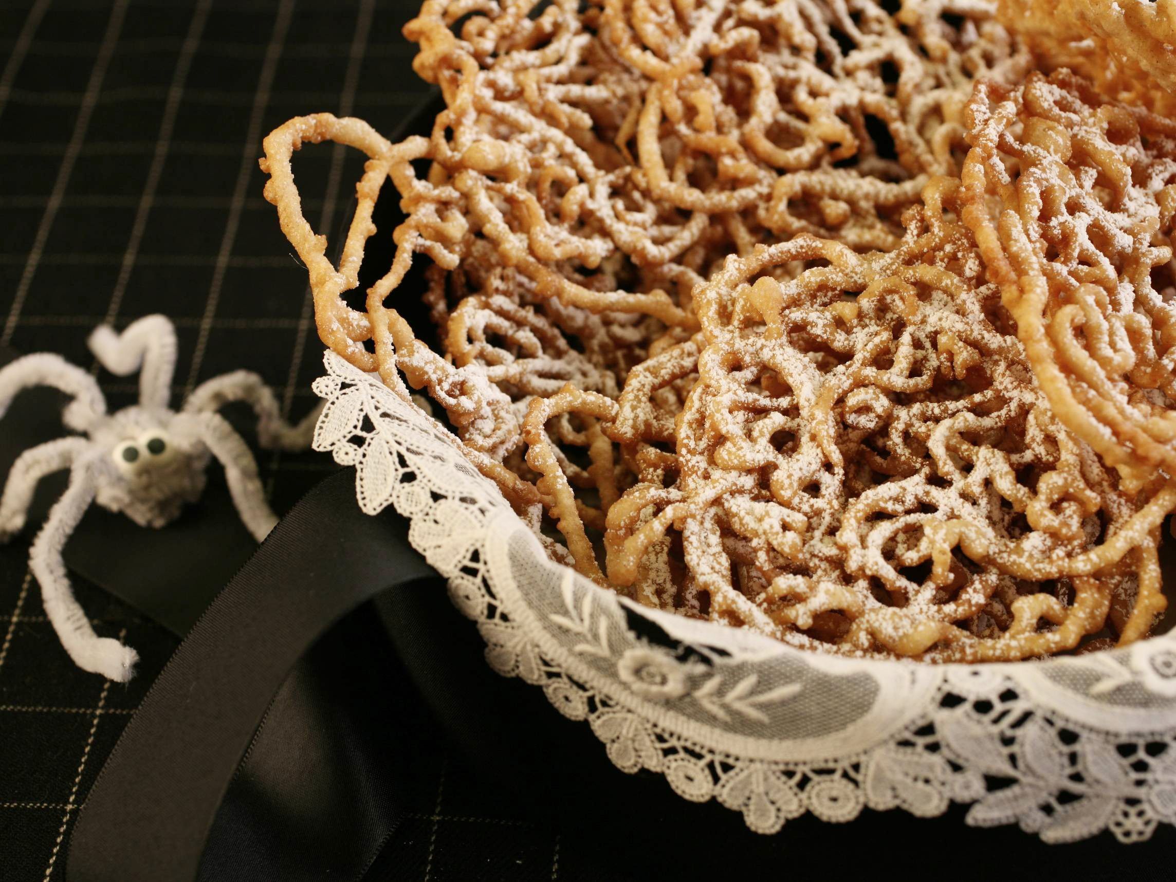 Maple Cinnamon Spider Web Fritters - Recipe - Spider Webs, Maple Cinnamon Spider Web Fritters - Recipe - Spider Webs,