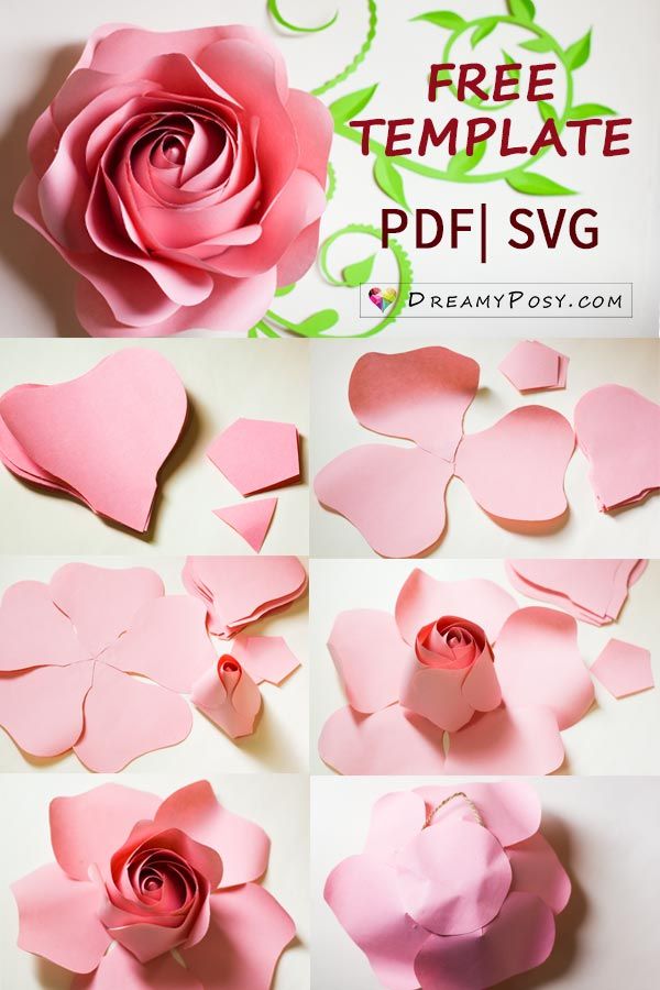 Free Template And Full Tutorial To Make Giant Rose For Backdrop | Paper Flowers, Paper Flower Tutorial, Paper Rose Template