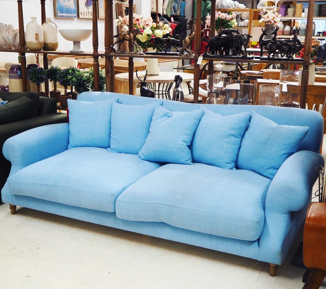 One Of Our Super Comfy Designer Sofas In A Lovely Sky Blue Fabric One Of Our Super Comfy Designer Sofas