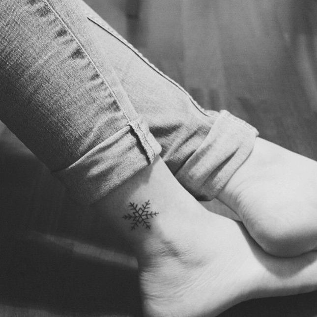 41 Tiny Ankle Tattoos With Big Meanings Ankle Tattoo Small Ankle Tattoos Snow Flake Tattoo