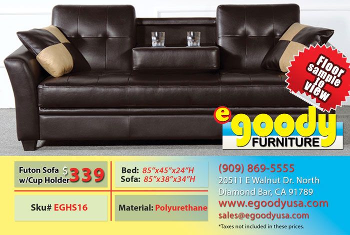 Futon Sofa Bed Couch With Center Console And Storage Cushion