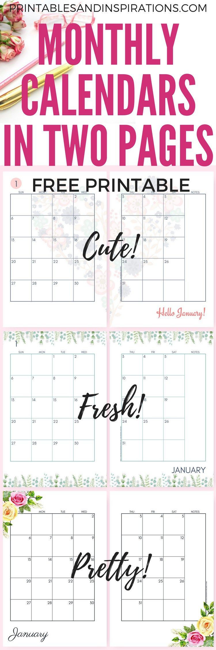 2019 monthly calendar two page spread free printable two months calendar 2019