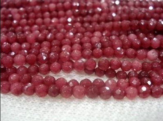 4mm Faceted Brazilian rose Red Ruby Gems Loose Bead 15/"