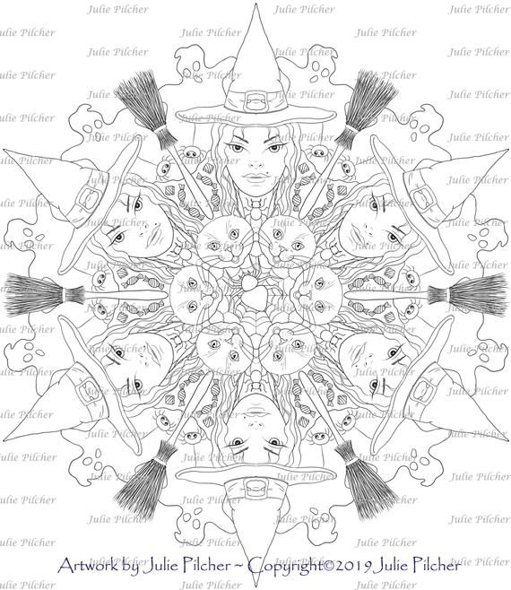 3 Hand gezeichnet, Spaß, Halloween, Zuckerschädel, Hexe, Katze, Mandalas, Druckbare Malvorlagen, Sofortiger digitaler Download, Strichzeichnungen, Digistamp

 – Products