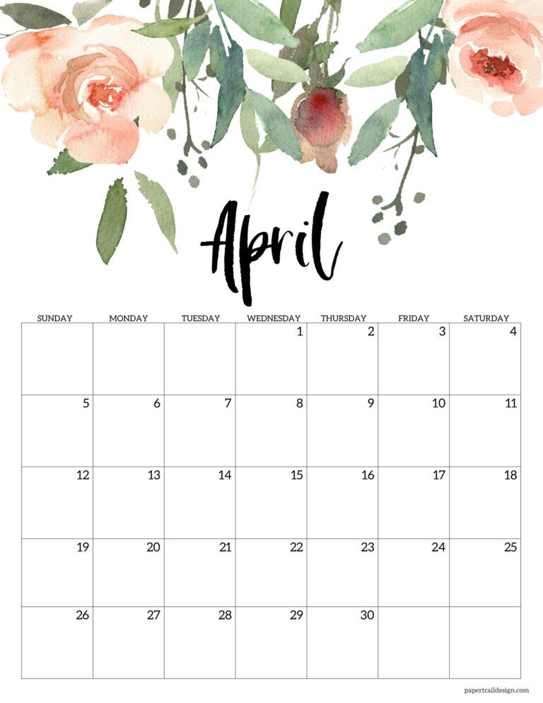 Free Printable Floral Calendar 2026 Paper Trail Design in 2025 Free Printable Floral Calendar 2026 Paper Trail Design in 2025