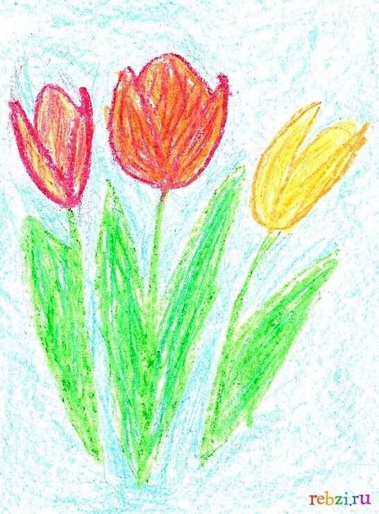 Детский рисунок: Тюльпаны для мамы (Виктория, , 6 лет, Москва) | Рисунки, Детские, Детский рисунок