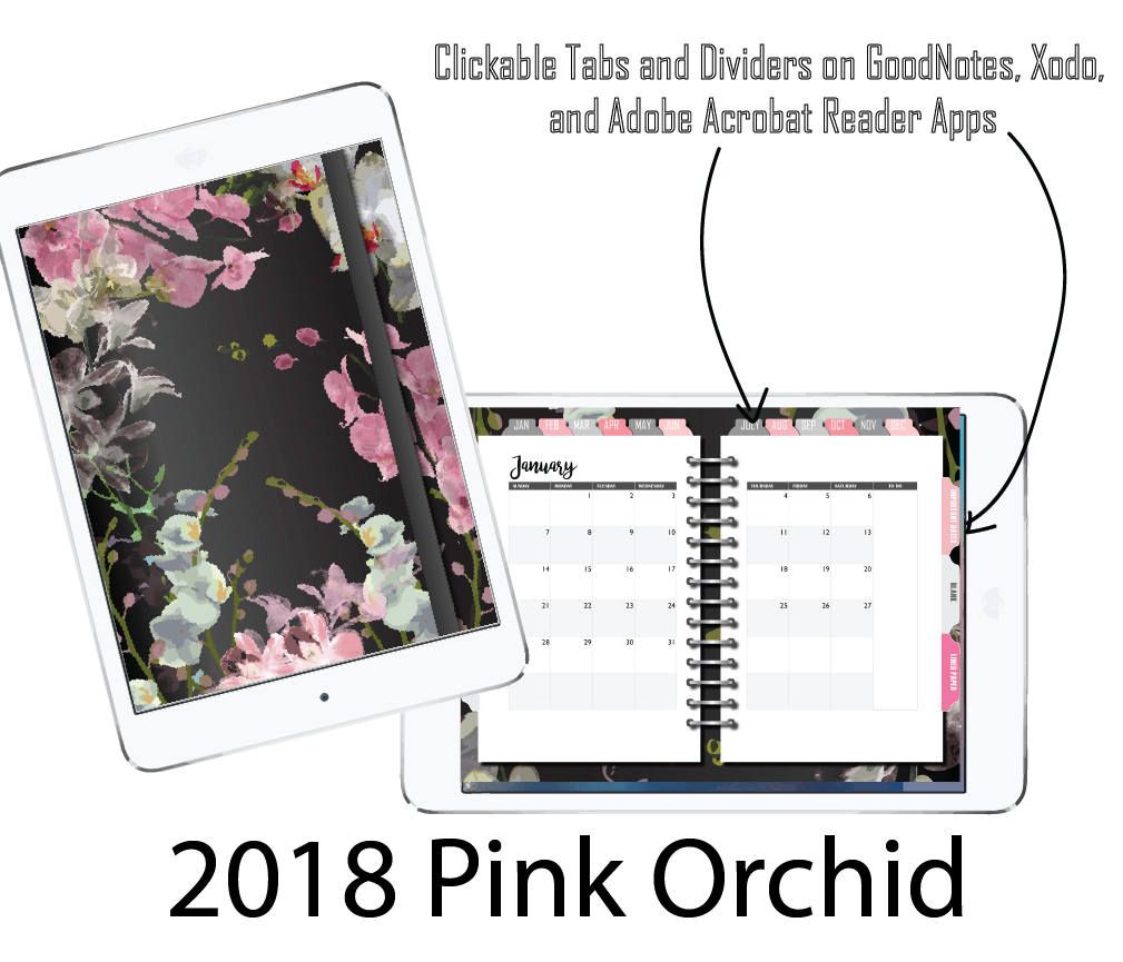 2018 digital planner for goodnote app orchids bullet paper grid