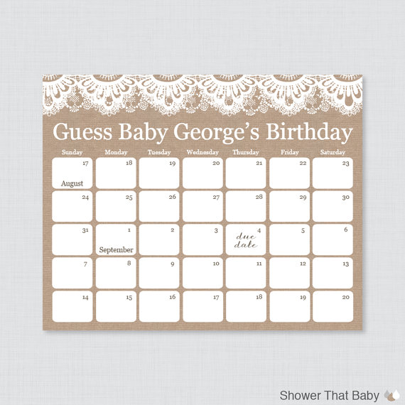 burlap baby shower birthday predictions printable baby shower due printable due date calendar