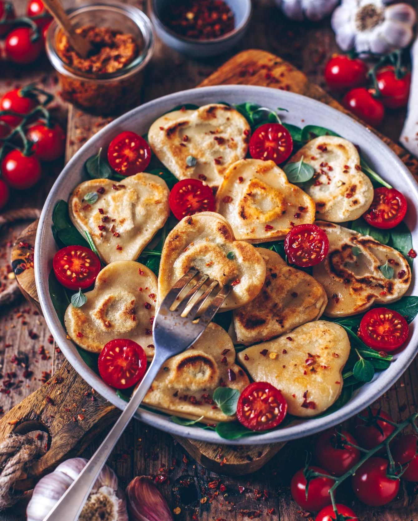 Homemade Vegan Ravioli Hearts for Valentines Day in 2020