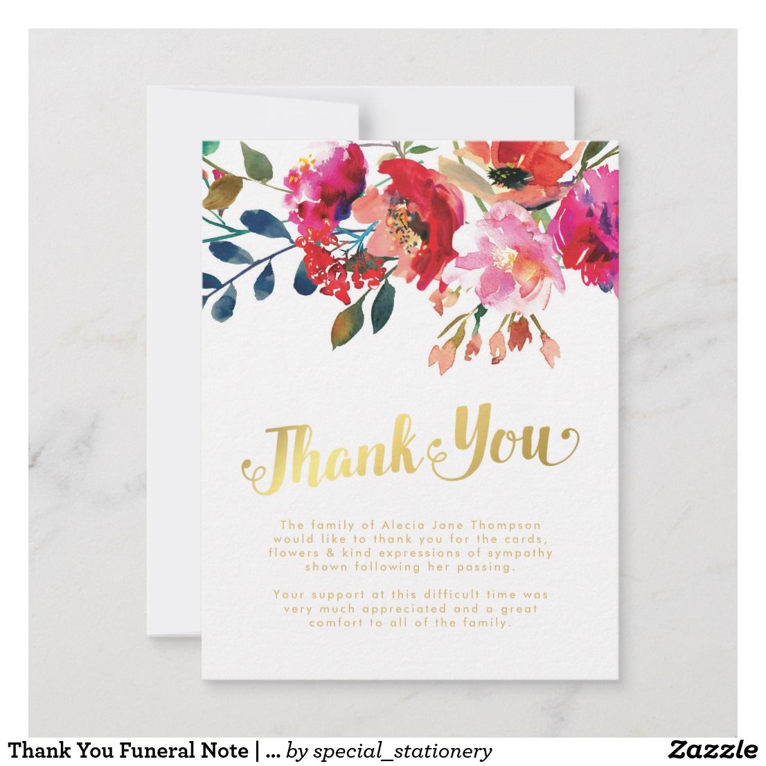 thank you funeral note