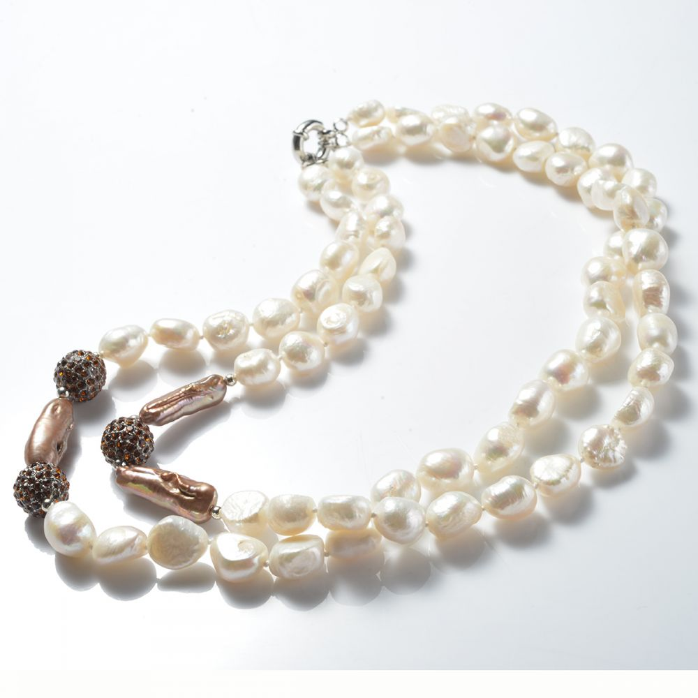 Baroque Pearl Necklace Double strand Freshwater pearl necklace,Double strand Baroque pearl necklace,pearl necklace