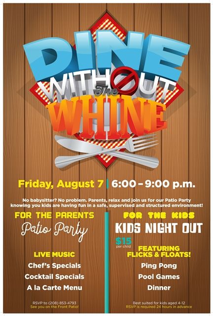 dine without the whine kids night out poster flyer event design parents night out fundraising event flyers templates
