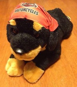 Harley Davidson Rottweiler Plush Black Dog Bandanna Motorcycle 14