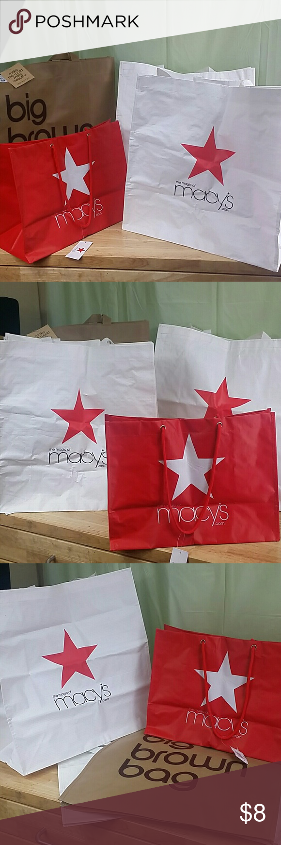 macy s reusable shopping bags big brown bag nwt my posh closet