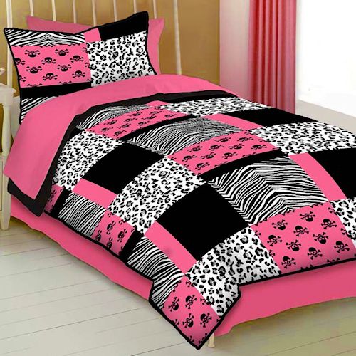 pink and black animal print teen girl skull bedding 8pc full size girl full size bedding sets