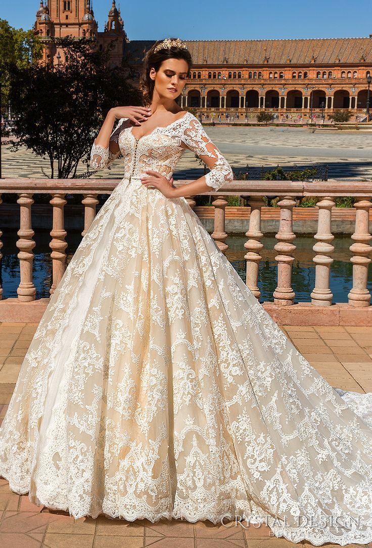 Crystal Design 2017 Bridal Three Quarter Sleeves V Neck Full Crystal Design 2017 Bridal Three Quarter Sleeves V Neck Full Embellishment Ivory Color Princess Ball Gown
