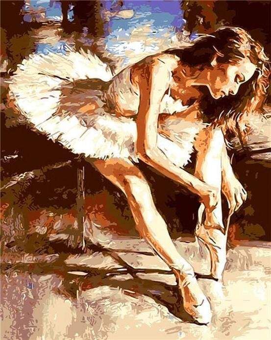 Model: Een ballerina maakt zich klaarMethode: Schilderen op NummersMoeilijkheidsgraad: GevorderdMaat: van 40x50 cm tot 90x120 cmMateriaal: Genummerd linnen canvasType verf: AcrylVerpakking: Zorgvuldig verpakt Dit schilderen op Nummers pakket bevat alle benodigde materialen om jouw kunstwerk te creëren 1 Genummerd linnen canvas 3 Verschillende maten nylon penselen Genummerde potten acrylverf Een miniatuurfoto van het kunstwerk, om te gebruiken als gids tijdens het proces 2 Schroeven + 2 haken voo Ballerina Painting, Dancer Painting, Ballerina Girl, Painting Of Girl, Diy Painting, Canvas Painting, Dancer Drawing, Painting Supplies, Painting Abstract