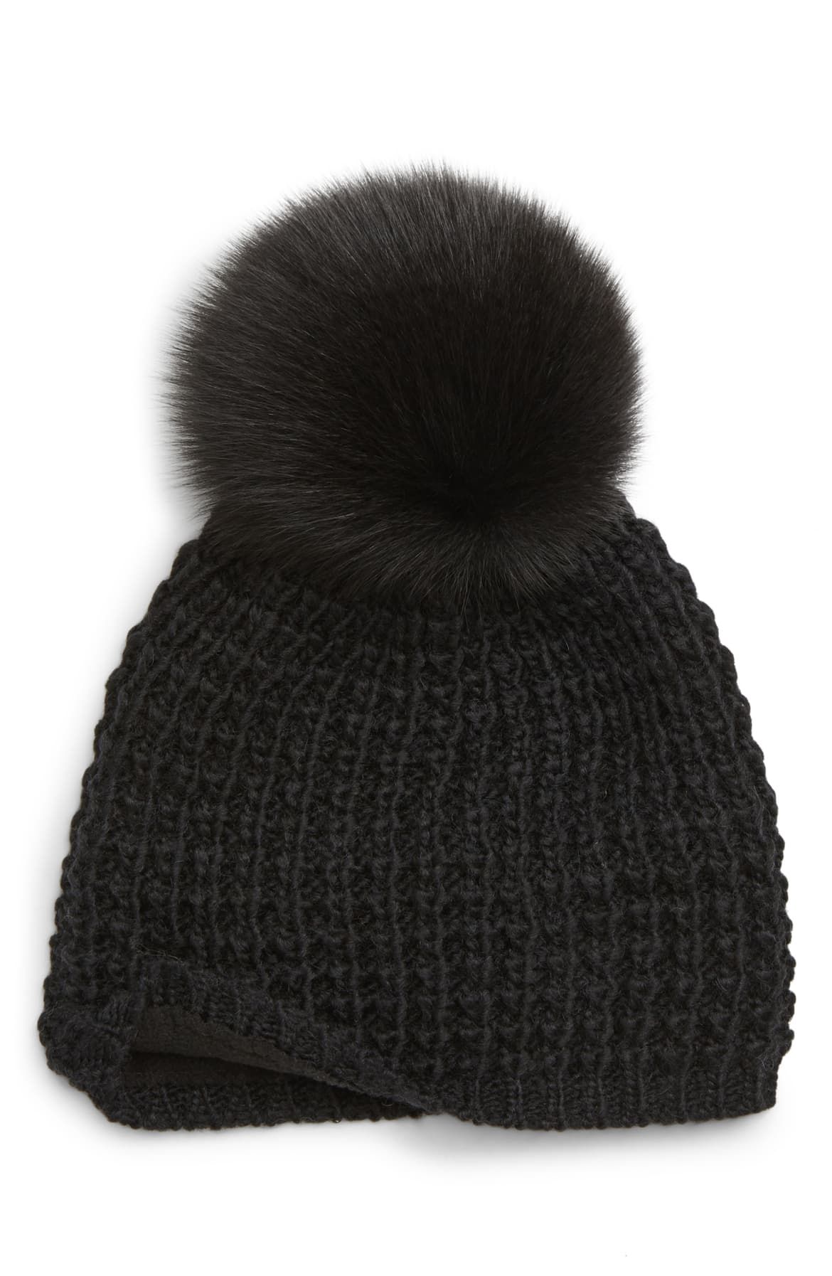 FOX FUR POM POM Chapeau Cachemire Mix