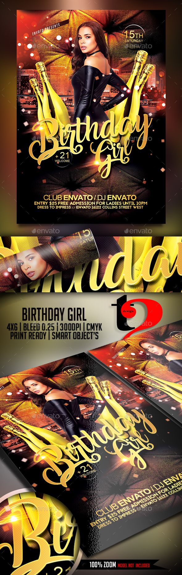 birthday girl flyer template