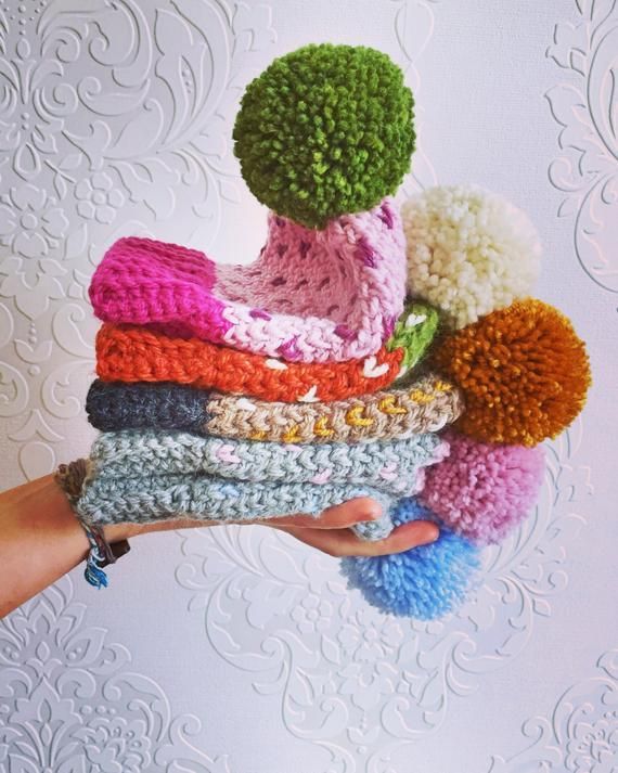 READY TO SHIP - Newborn crochet winter hats - newborn pom pom hats - boys & girls winter hats - baby #premiebabyhats READY TO SHIP - Newborn crochet winter hats - newborn pom pom hats - boys & girls winter hats - baby #premiebabyhats