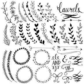 Artículos similares a Laurel Wreath Clipart Frames, Digital Wreath Clip Art, Chalkboard Leaves + Laurel Frames, Branch Clip Art, Floral Clipart Frame, PNG, Vector en Etsy